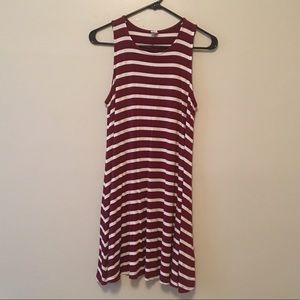 Maroon and white striped jersey dress